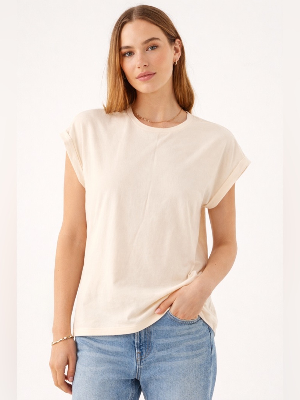 n:Philanthropy Cream Short Sleeve Tee Minimalist Top NWT Small